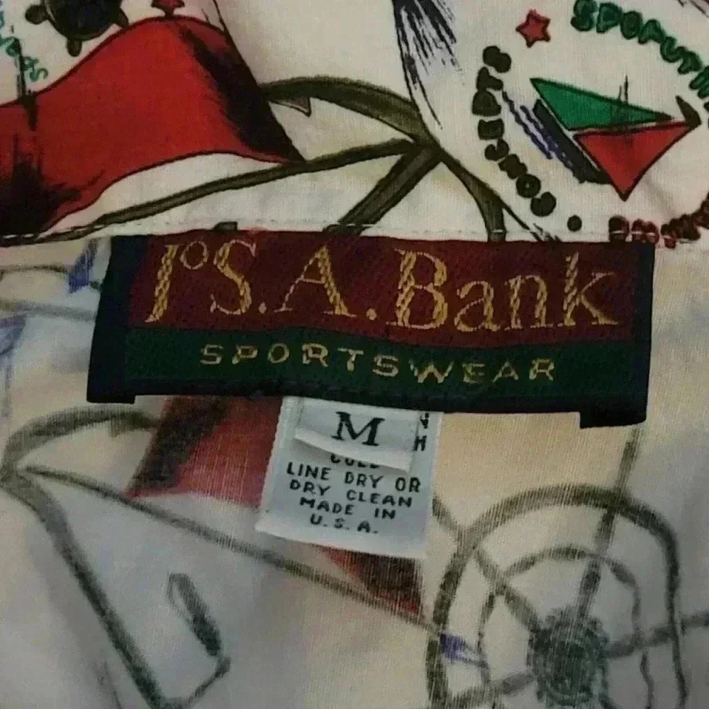 Vintage 90s Jos. A. Bank Sportswear Nautical Flag Button Up Shirt - Picture 10 of 10
